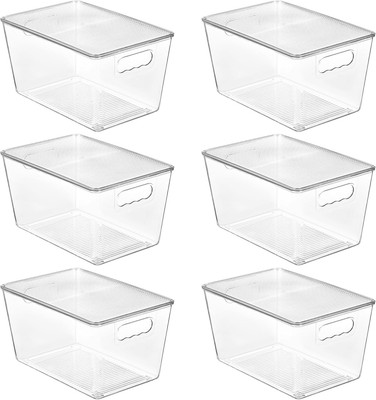 Vtopmart 6 Pack Clear Stackable Storage Bins with Lids, Large Plastic Containers