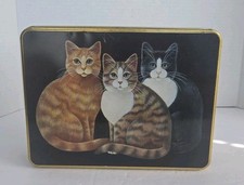 Vtg Kitty Cat Storage Tin Box 1995 Steven Lawrence Co. Stationary Container