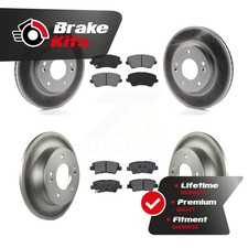 Front Rear Coat Brake Rotor Semi-Metallic Pad Kit For 2016-2017 Hyundai Veloster