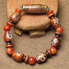 Tibetan Nine Eye Dzi Bead Agate Bracelet Necklace Pendant Unisex Jewelry