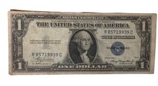 US $ 1.00 Dollar Silver Certificate Blue Seal Banknote Washington Series 1935 A