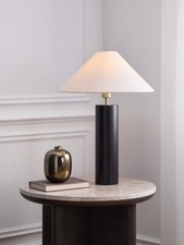 John Lewis Non-Dimmable Walnut Column Cylinder Table Lamp - Black (Scuffs/Dents)