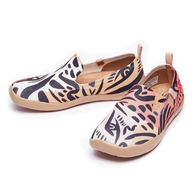Women Size 5-10.5 UIN Slip On Shoes Canvas ''Leopard's Eyes- Barcelona''