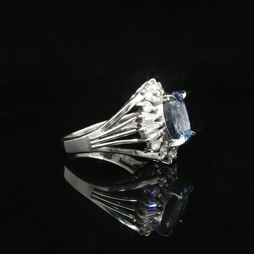 Vintage Platinum GIA 6.07ctw No Heat Sapphire Diamond Open Side Shank Ring - Picture 14 of 19