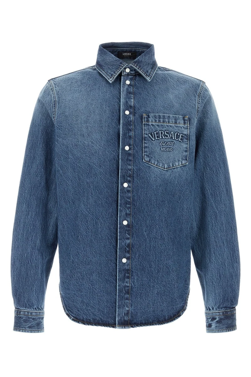 Versace Denim Casual Button-Down Shirts for Men for sale | eBay