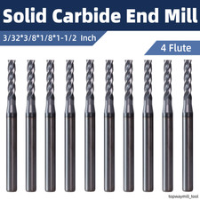 10Pcs 4 Flute 3/32'' 3/8'' 1/8'' 1-1/2'' Solid Carbide End Mill - AlTiN Coated