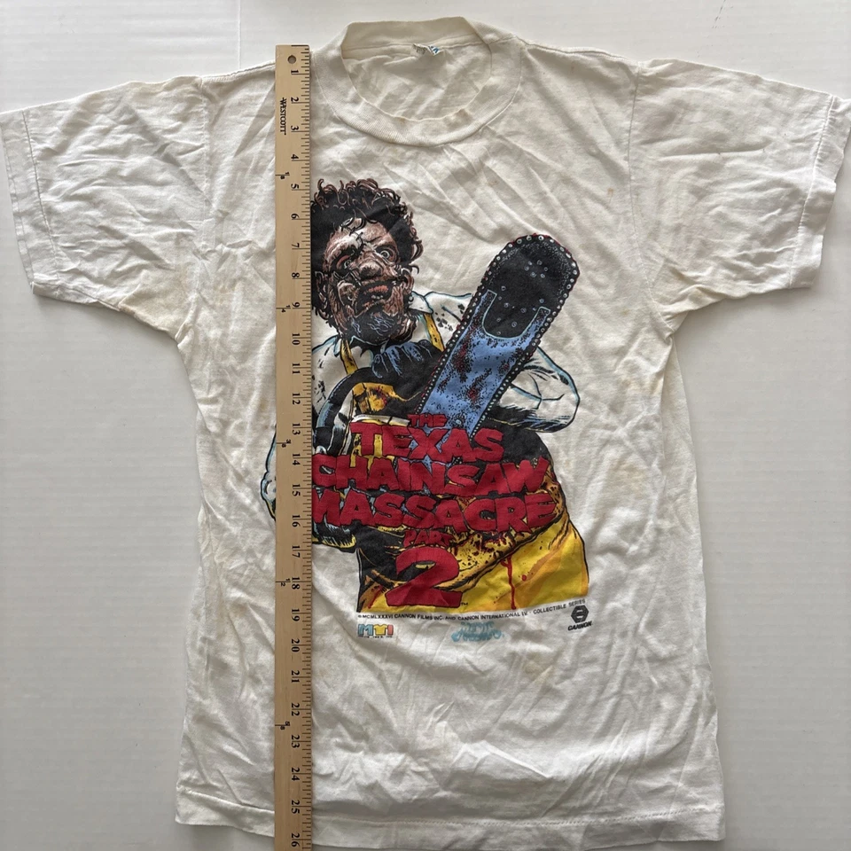 1986 Texas Chainsaw Massacre 2 T-Shirt L Blank Expressions Cannon Films Grail - Image 4 of 4