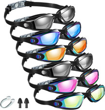 6 Pack Swim Goggles for Adult anti Fog Swimming Glasses with Ear Plugs Nose Clip