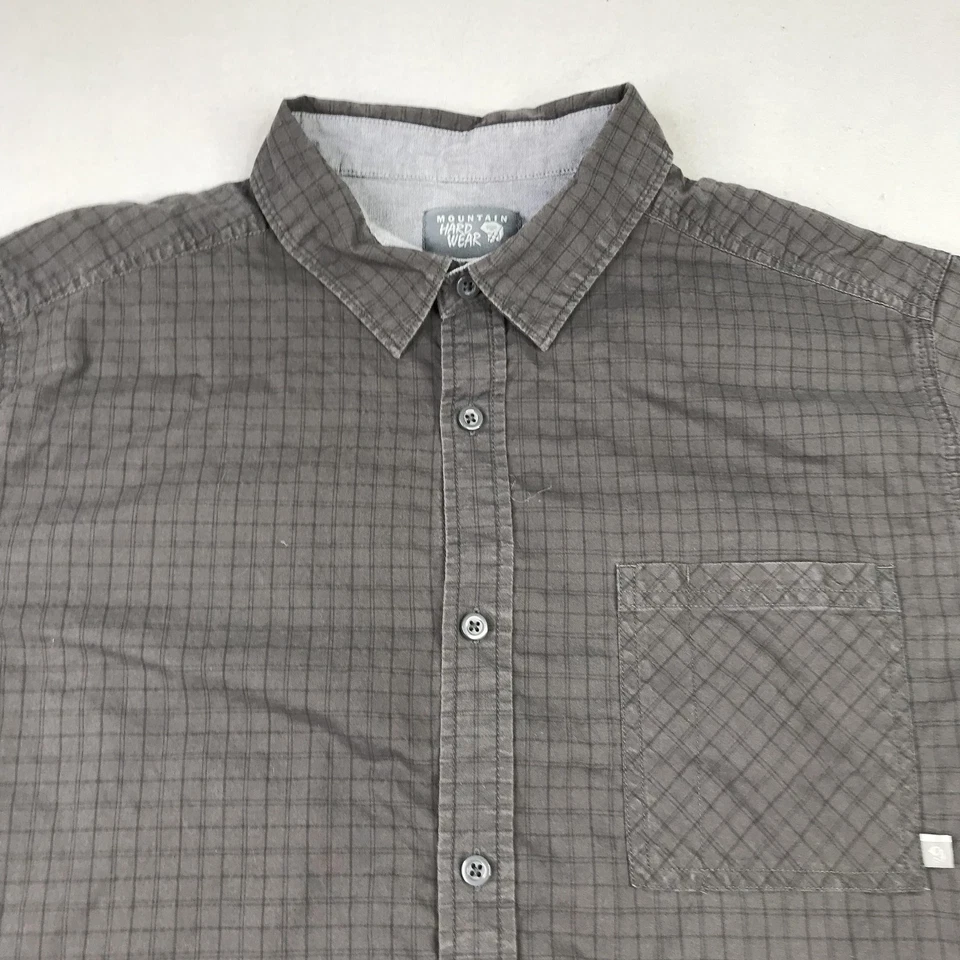 Mountain Hardwear Shirt Mens Large Gray Ripstop Short Sleeve Button Up Hiking - Image 3 of 4