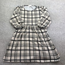 Altar'd State Dress Womens Small Beige Plaid Sweater Knit Fit Flare Long Sleeve