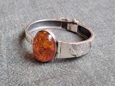 seltener alter 925er Designer-Silber-Armreif - Set, Bernstein, Vintage, Nachlass