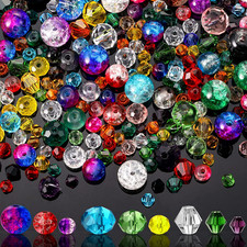 1300 Pieces Crystal Glass Beads for Jewelry Making Suncatcher Faceted Bicone Ass