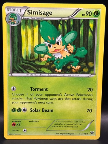 Simisage 11/146 Rare XY Base Set Pokemon Moderately Played