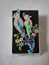 Schmuck Brosche Emaille Strass Vogel Papageien Anstecknadel Vintage Faberge Stil