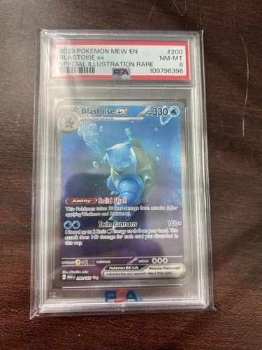 Pokémon TCG Blastoise EX Sir 200/165 Scarlet & Violet 151 PSA 8 NM-MT!