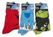 Sesame Street Elmo, Cookie Monster, Oscar The Grouch Crew Socks Adult Sz 9-13