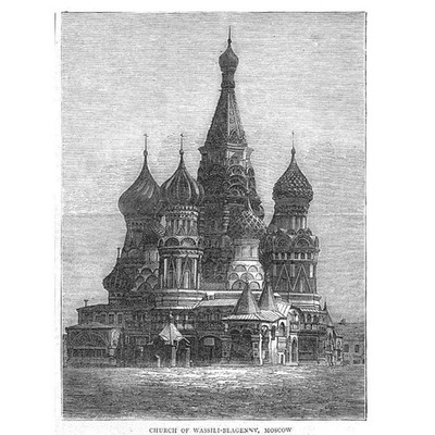 RUSSLAND Basilius Kathedrale - antiker Druck 1874