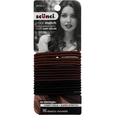2 Pack Scunci No Damage Color Match Hair Elastics, Brunette, 16 Ct