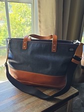 Borsa Jack Spade in denim e pelle-bordo carbone con tracolla staccabile