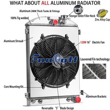 Aluminum 3 Rows Radiator Shroud Fan For 1933-1935 Ford Model A 28h Chevy V8 New