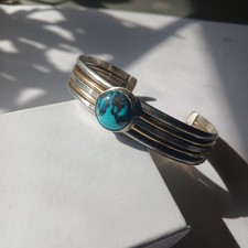 Tahe Sterling und Gold gefüllt Armband mit zusätzlichen echten Smokey Bisbee Cabochon