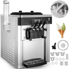 Commercial Ice Cream Machine 5.3 to 7.4Gal per Hour Soft Serve with LED Display