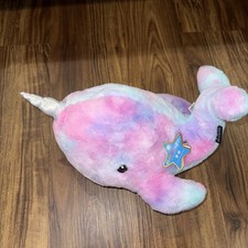 FAO Schwarz Glow Brights Narwhal Plush with Lights  Sounds Purple Pink Blue