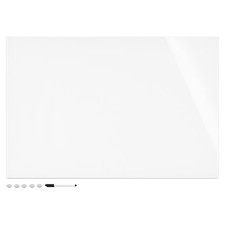 White Glass Board for Wall - 16" x 24" Frameless Magnetic White Board for Hom...