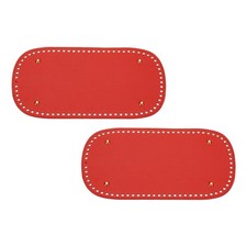 2Pcs 5.9"x11.8" Oval Leather Crochet Bag Bottom with Holes, Red