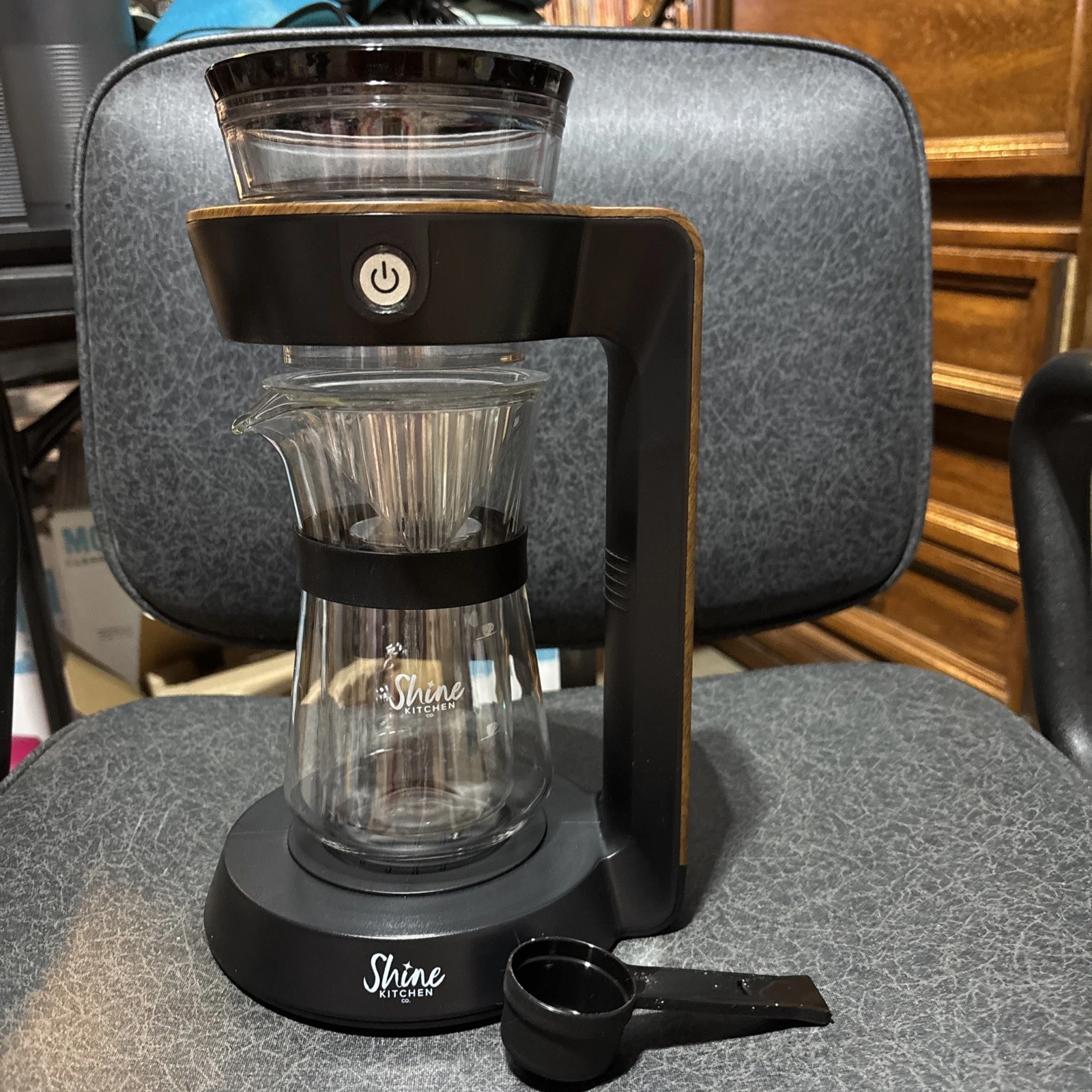 Shine Automatic Pour over Coffee Machine with 2 Cup Double Wall Glass Carafe, Bl