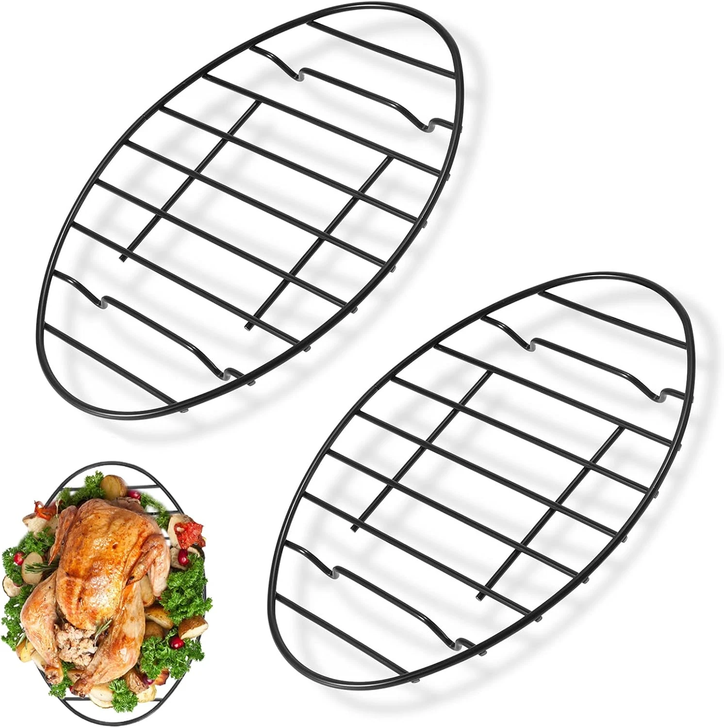 2 Pack Roasting Racks Oval Non Stick Stainless Steel Cooling Rack Grill Cooking
Opens in a new windo