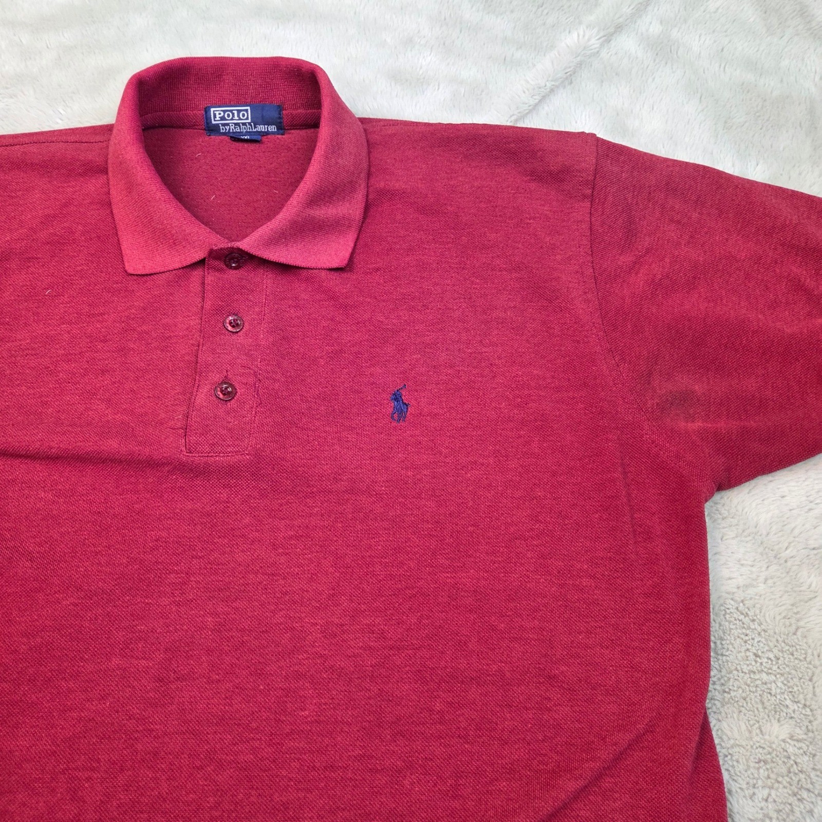 Polo Ralph Lauren Polo Shirt Men XXL Maroon Red Vintage Made in USA Cotton Pique