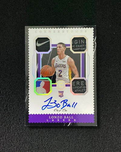 2017-18 Panini Cornerstones Onyx Lonzo Ball RC PW Quad Patch Auto RPA 1/1 WU89