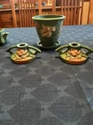 Lot of 5 Vintage Roseville Art Pottery Pieces  - Clematis & Magnolia patterns