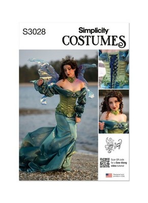 SIMPLICITY 3028 Schnittmuster Misses Damen Fantasy Kostüm Kleid 16-24 ungeschnitten