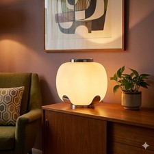 Lampada Portavasi Vintage Metallo Cromato Vetro Opalino Anni 60 Originale