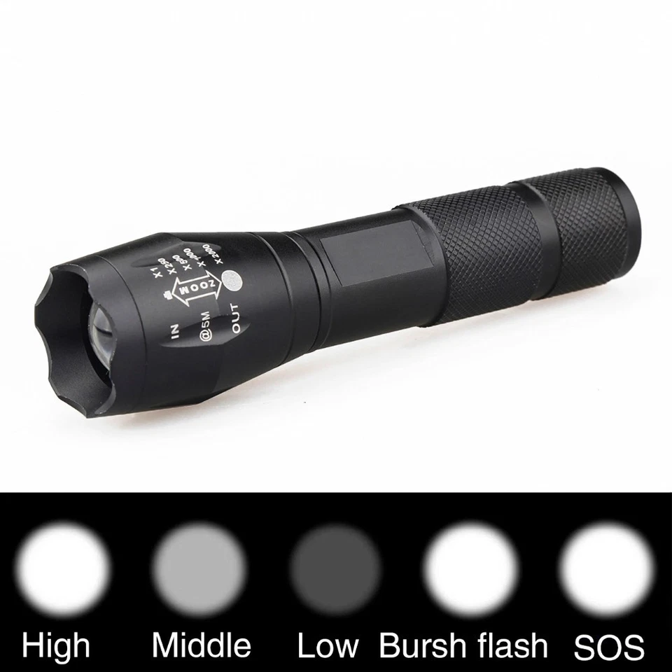 Petite Lampe Cree T6 LED Ultra Fire ZOOM 4 Modes High/Low/Strobe/Sos - Imagen 2 de 2