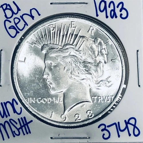1923 BU UNCIRCULATED SILVER PEACE DOLLAR AUTHENTIC U.S. MINT FREE SHIPPING 3748