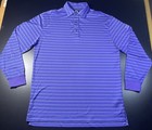 Rare Footjoy Long Sleeve Polo Golf Shirt - Men’s Medium - Purple Striped - Mint