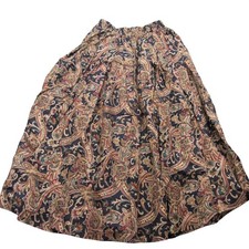 Talbots Paisley Print Midi Skirt Women's Size M Elastic Waist Rayon