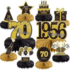 10PCS 70th Birthday Decorations Centerpieces for Table Decorations, 2026 Vintage