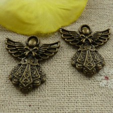 Free Ship 80 pcs Antique bronze angel charms pendant 26x24mm L-4309