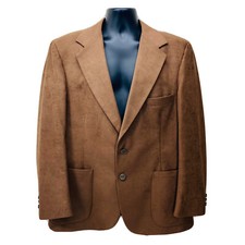 VTG  WWF by FARAH Sz 44 Brown Faux Suede 2-Button Blazer Sports Jacket   VGUC  