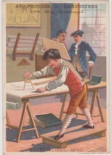 CHROMO ANCIEN PUBLICITAIRE/AU PROGRES-CHAUSSURES-G.COFFRE-KLEBER 1753/1800