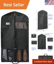 Stylish 43-Inch Black Garment Bag - Ideal for Suits, Coats, and Dresses