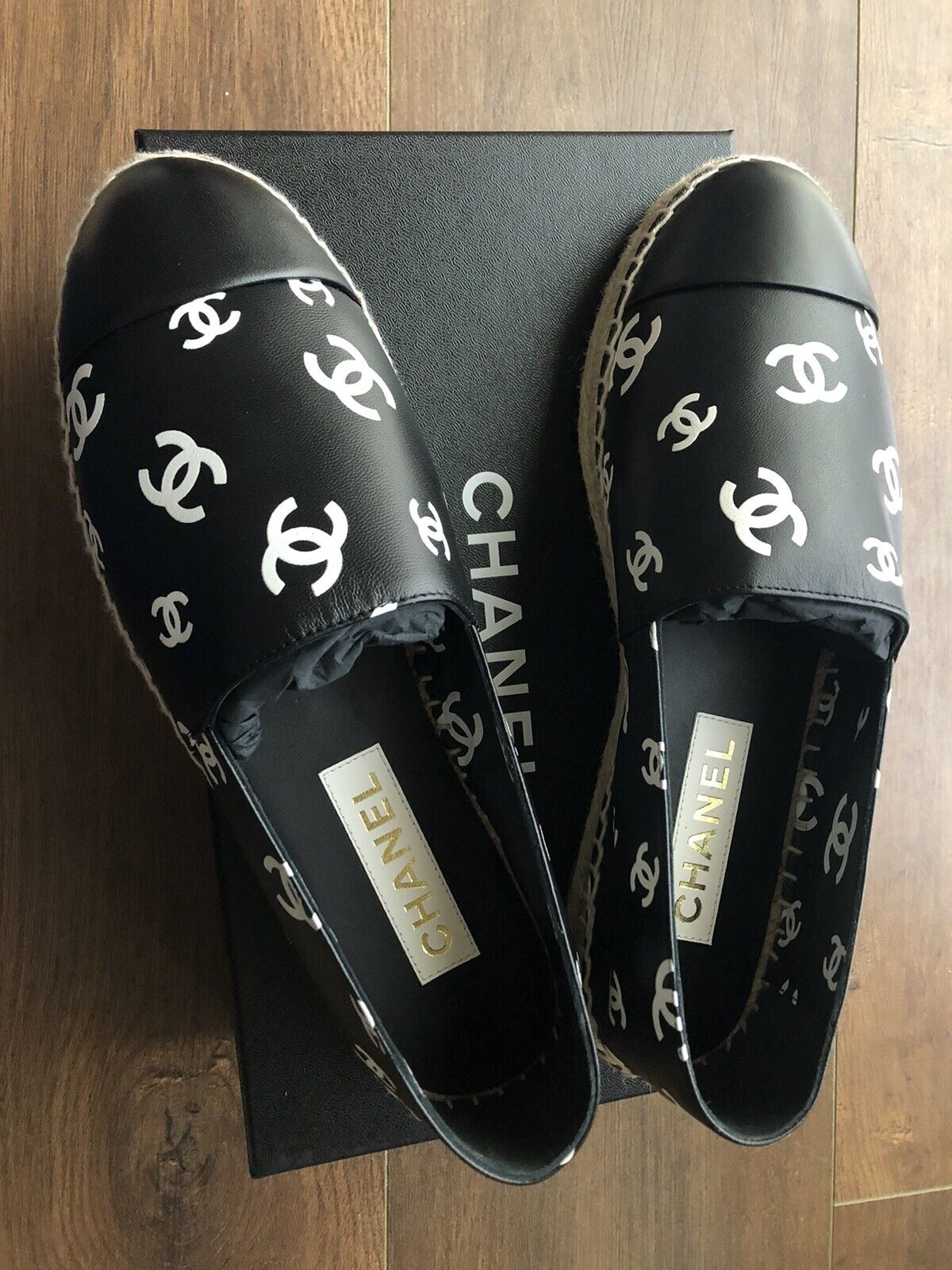 new in box chanel size 40 espadrilles lambskin shoes