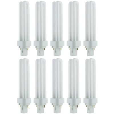 10 Pack Sunlite 18 Watt PLD 2-Pin Double Twin Tube, G24D-2 Base, Warm White
