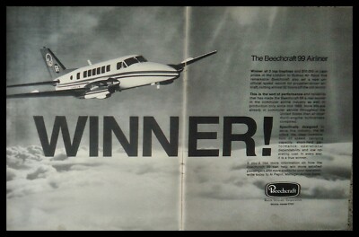 1970 BEECHCRAFT 99 Airliner Aircraft 2-page AD Vintage Aviation Plane