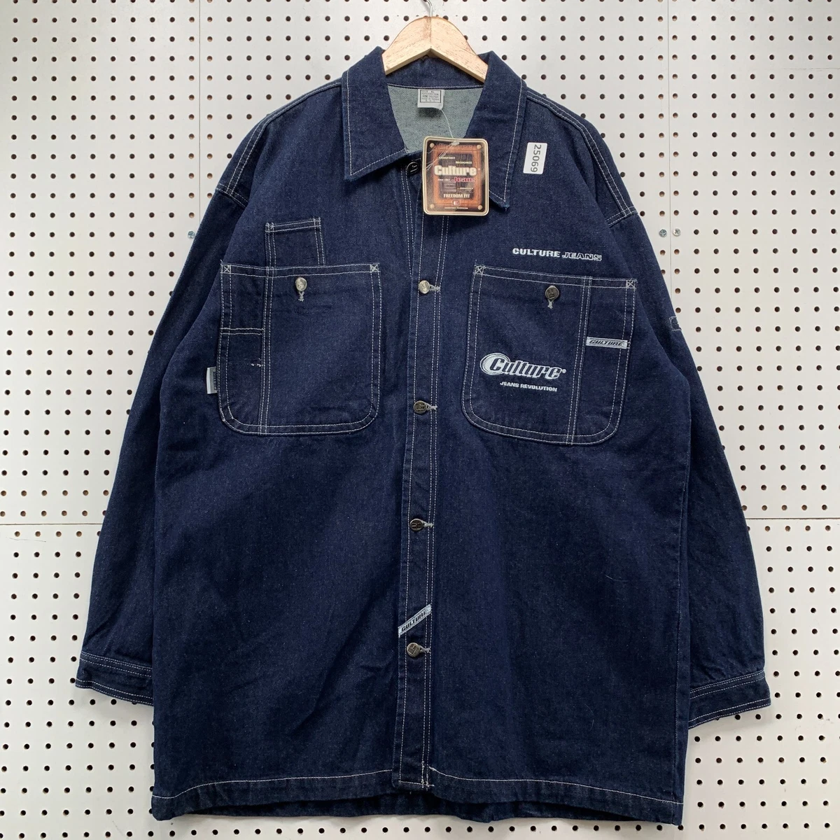 NEW Culture Denim Jacket Mens XL Jean Button Jacket Blue Deadstock NWT 27.5x34
