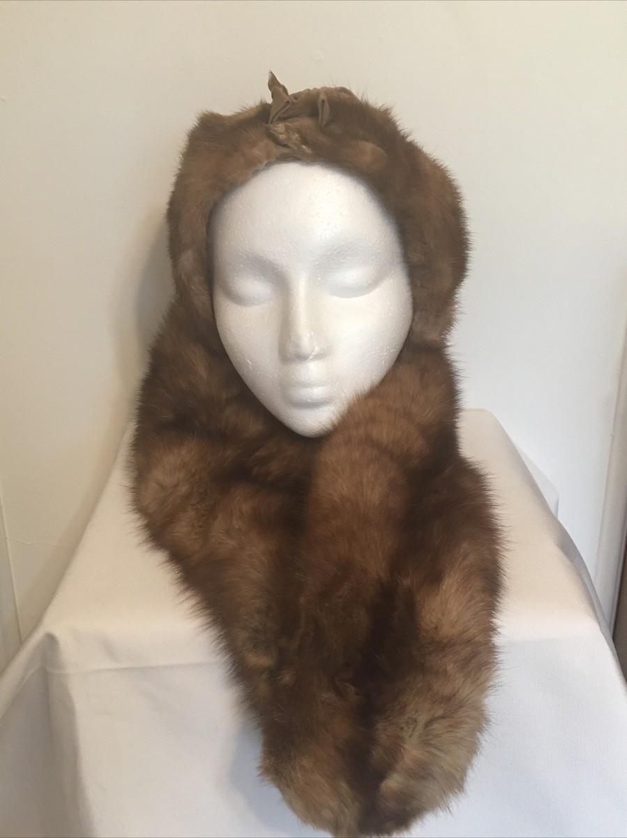 Vintage Amrose New York Mink Fur Hat and Scarf With Original Red Box